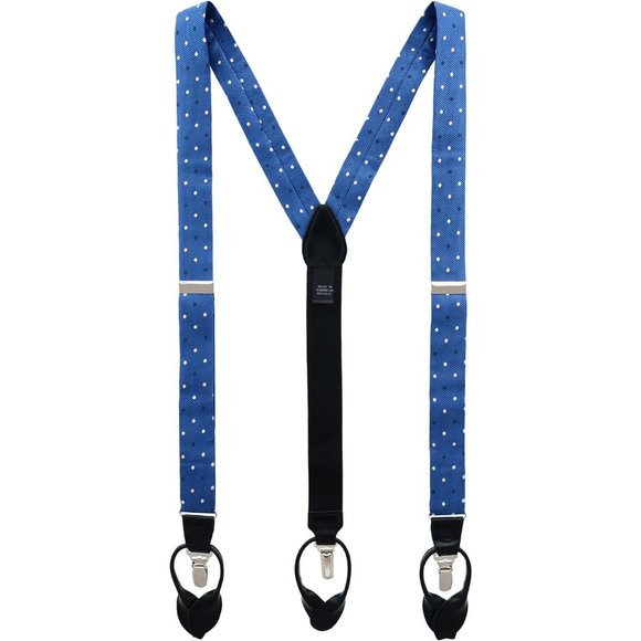 NEW! Trafalgar 32MM Polka Dot Convertible Braces (Suspenders)!Blue Polka Dots